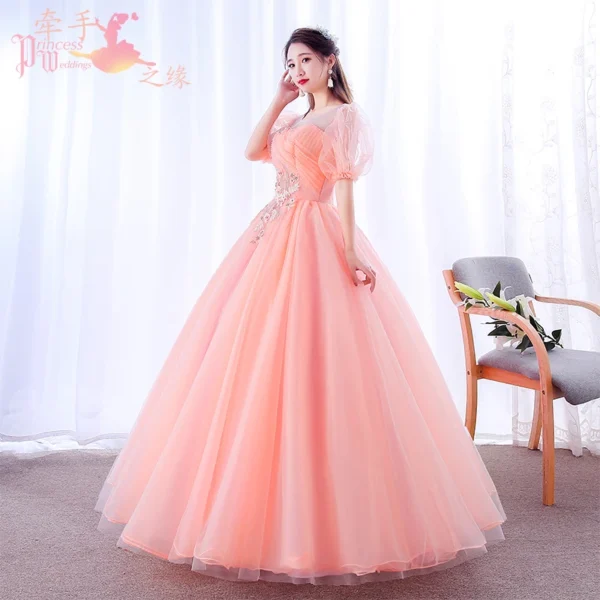 Pink homecoming dress, sweet floor-length princess gown for party - Image 3