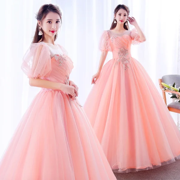 Pink homecoming dress, sweet floor-length princess gown for party