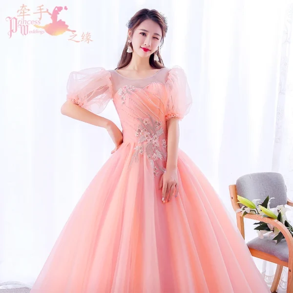 Pink homecoming dress, sweet floor-length princess gown for party - Image 2