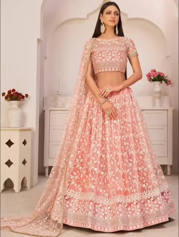 Pink Homecoming Dress: Blush Pink Lehenga, Wrap Choli & Princess Gown - Image 2