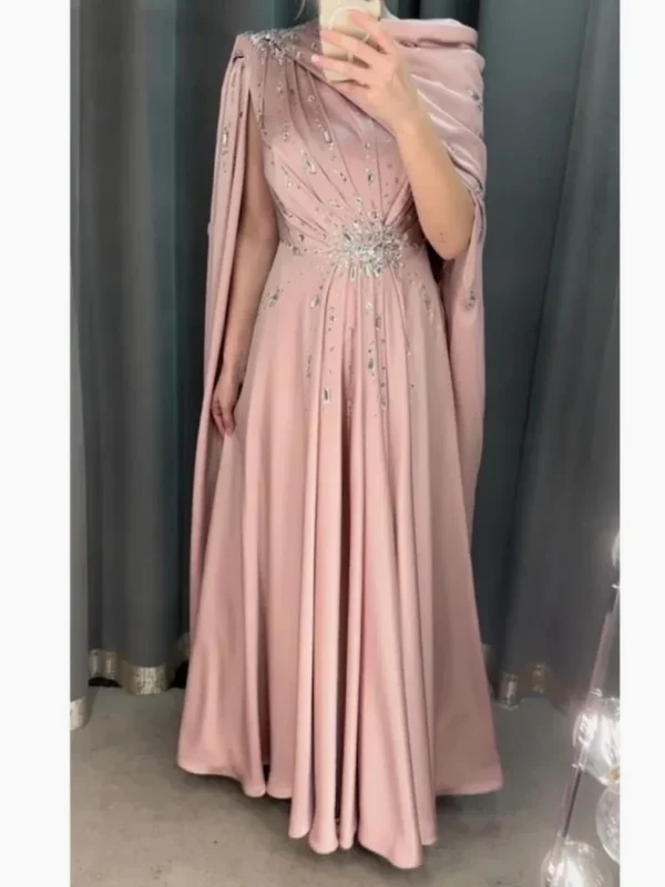 Pink Homecoming Dress: Elegant Vintage Ruffle Crystal Beaded Evening Gown