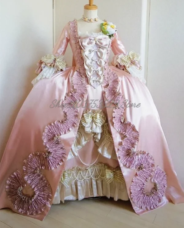 Custom Pink Homecoming Dress with Seiko Bow, Pearl Tassel, Corset