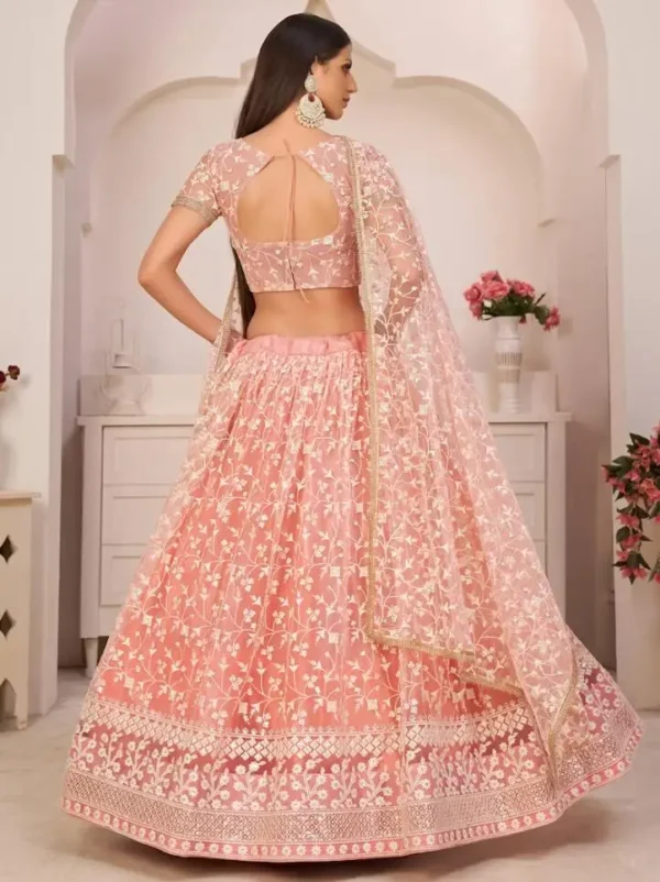 Pink Homecoming Dress: Blush Pink Lehenga, Wrap Choli & Princess Gown - Image 4