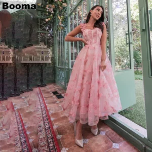Booma Pink A-Line Sleeveless Sweetheart Midi Prom Dress Women