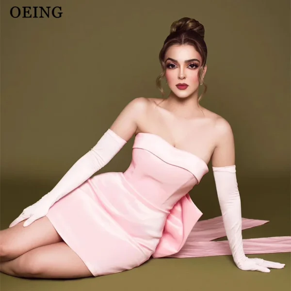 Customized Pink Homecoming Dress with Bow for Party or Photoshoot