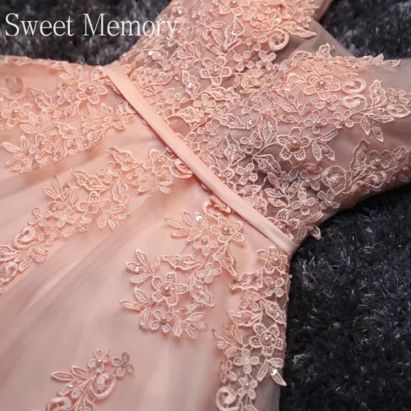 Pink Homecoming Dress: Beaded Bridesmaid Dress with Lace-Up Detail - Image 5