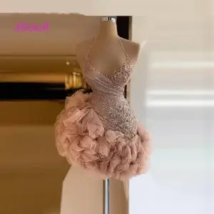 Dusty Pink Ruffle Sequin Mini Dress Sexy Back Party Outfit