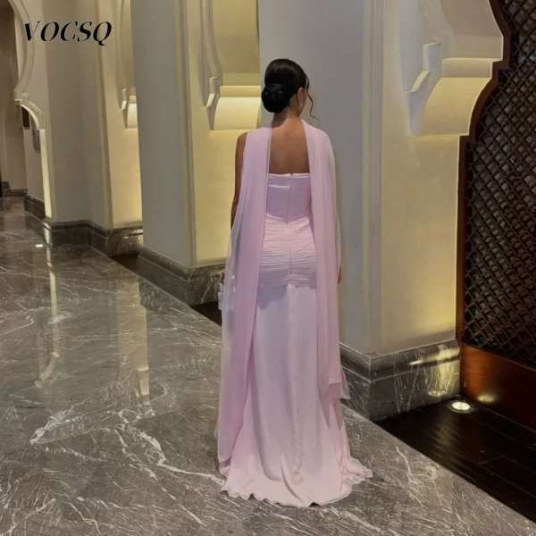 Cute Flower Decorated Mermaid Prom Dress Pink Evening Gown - Image 4
