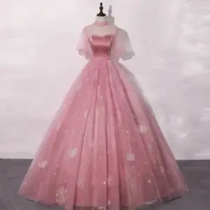 New Pink Long Princess Bridesmaid Ball Gown Women’s Prom Dress