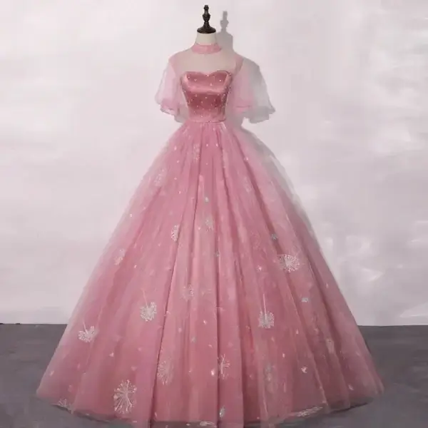 New Pink Long Princess Bridesmaid Ball Gown Women’s Prom Dress