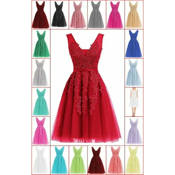 Pink Homecoming Dress: Beaded Bridesmaid Dress with Lace-Up Detail - Image 2