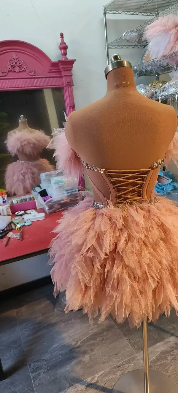 Pink Mesh Sleeveless Party Dress Women Dance Club Cocktail Outfit - Image 3