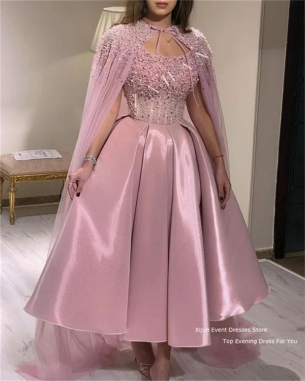Pink Homecoming Dress: Beaded A-Line Cap Sleeve Prom Gown - Image 4