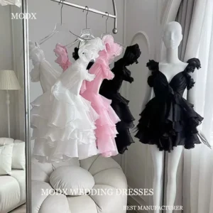 Cute Black White Pink Prom Dresses Girls Casual Summer Gowns Customized