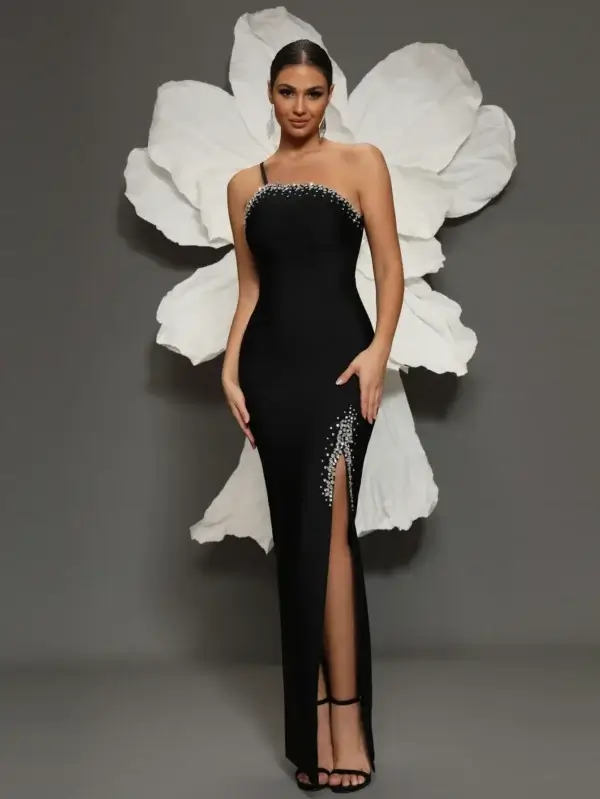 Luxury Pink Bandage Dress Sexy Hip-Hugging Formal Prom Slit - Image 6