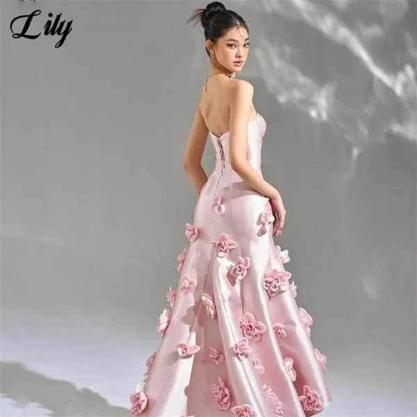Pink Homecoming Dress Elegant Sweetheart 3D-Flowers Sleeveless Gown