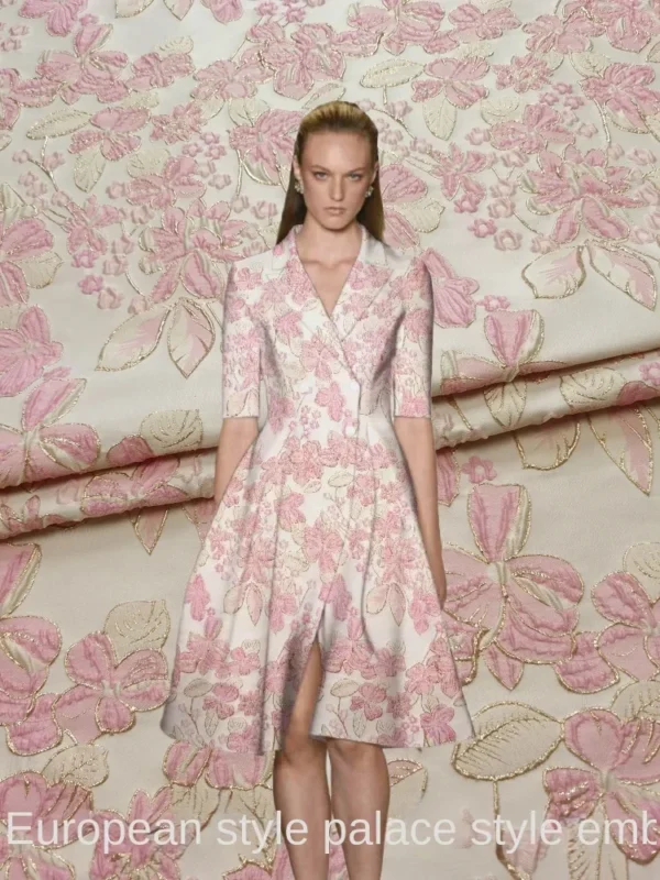 Pink Homecoming Dress Fabric: Jacquard Metal Wire for Sewing