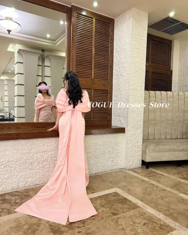Mermaid Pink Satin Prom Dress with Tail Customized Evening Gown - Image 4