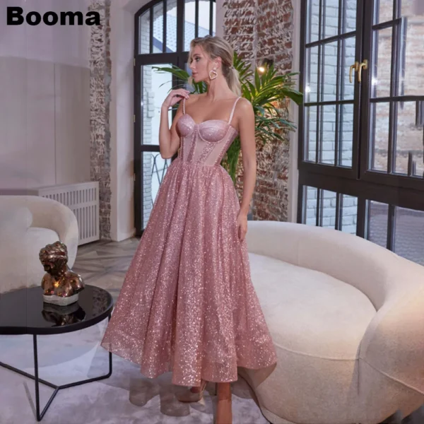 Shiny Pink Homecoming Dress with Sweetheart Corset and Glitter Details