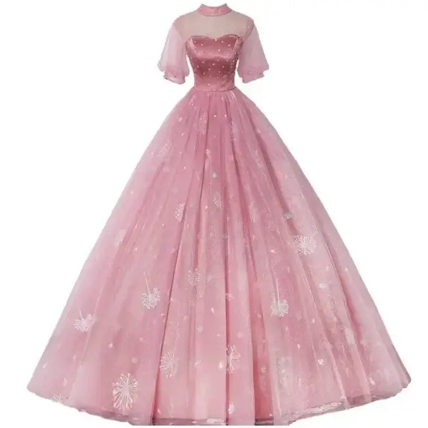 New Pink Long Princess Bridesmaid Ball Gown Women’s Prom Dress - Image 5