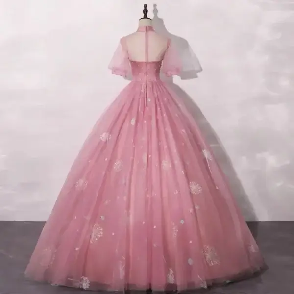 New Pink Long Princess Bridesmaid Ball Gown Women’s Prom Dress - Image 4