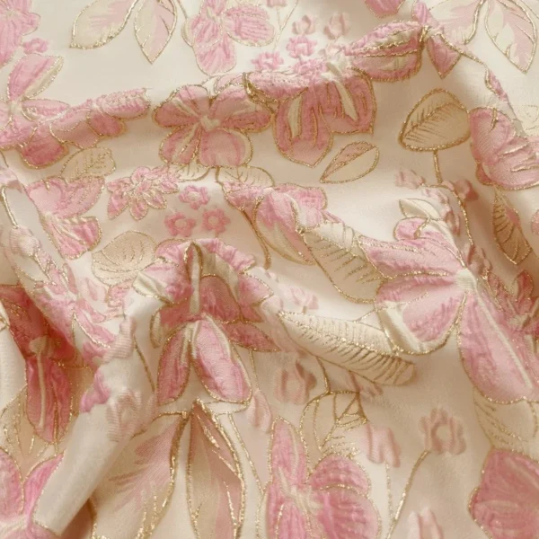 Pink Homecoming Dress Fabric: Jacquard Metal Wire for Sewing - Image 3