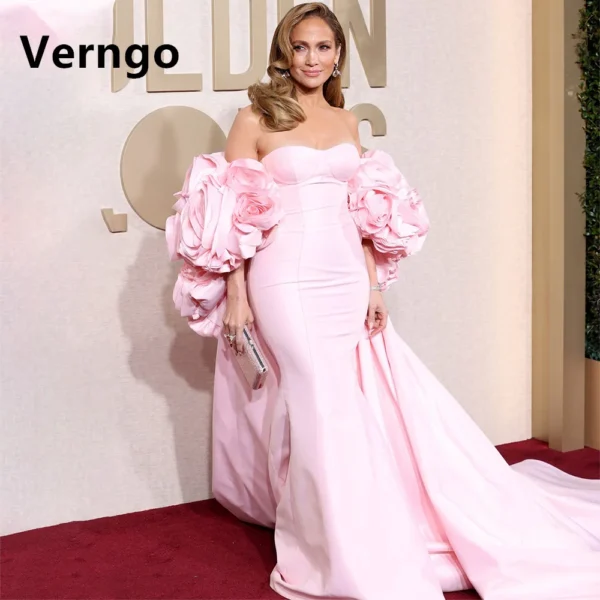 Pink Homecoming Dress Strapless Long Sweetheart Cape Flower Gown Elegant