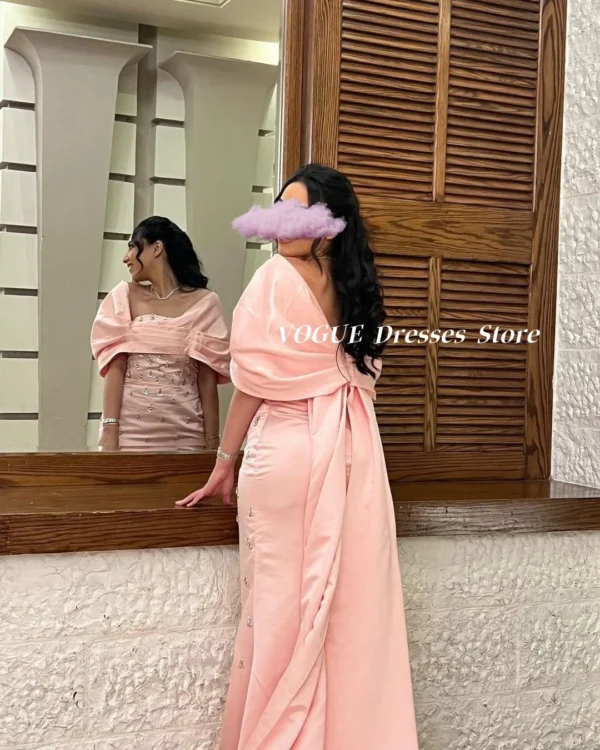 Mermaid Pink Satin Prom Dress with Tail Customized Evening Gown - Image 3