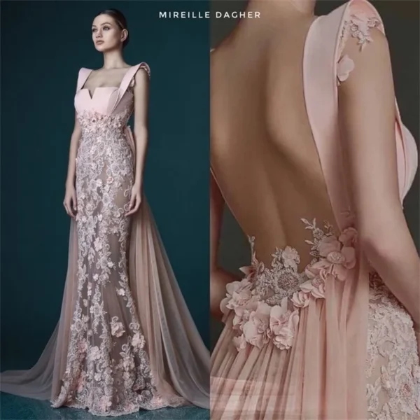 Pink Homecoming Dress Mermaid Sexy Backless Appliqued Sleeveless Overskirt
