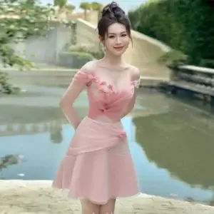 Off Shoulder Light Pink Tulle Ruffled Bow Above Knee Party Dress