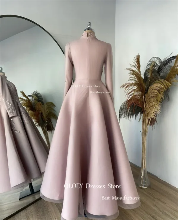 Pink Homecoming Dress Customized Dubai Modest High Neck Gown - Image 3