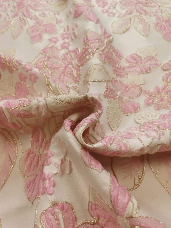 Pink Homecoming Dress Fabric: Jacquard Metal Wire for Sewing - Image 2
