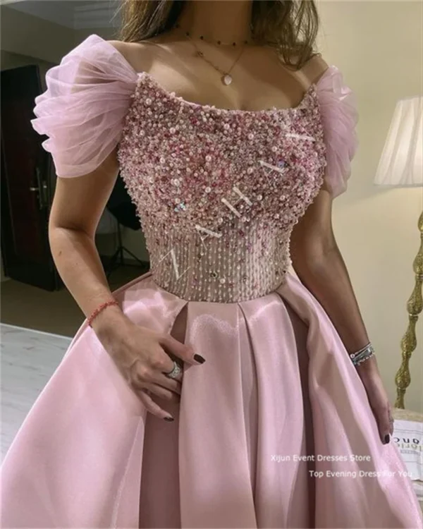 Pink Homecoming Dress: Beaded A-Line Cap Sleeve Prom Gown - Image 5