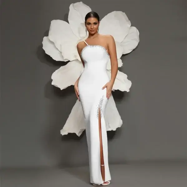 Luxury Pink Bandage Dress Sexy Hip-Hugging Formal Prom Slit - Image 4
