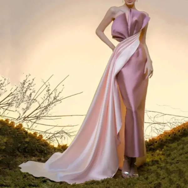 Pink Homecoming Dress: Elegant Strapless Satin Mermaid Prom Gown