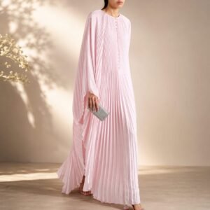 Light Pink Pleated Chiffon Maxi Dress
