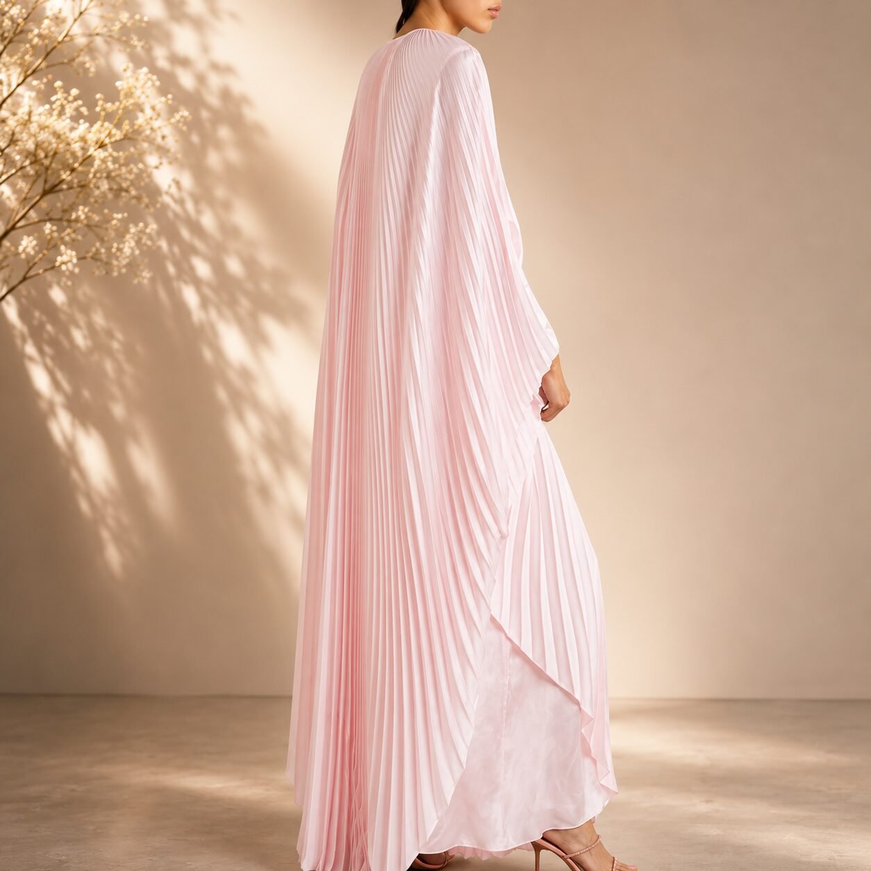 Light Pink Pleated Chiffon Maxi Dress - Image 2
