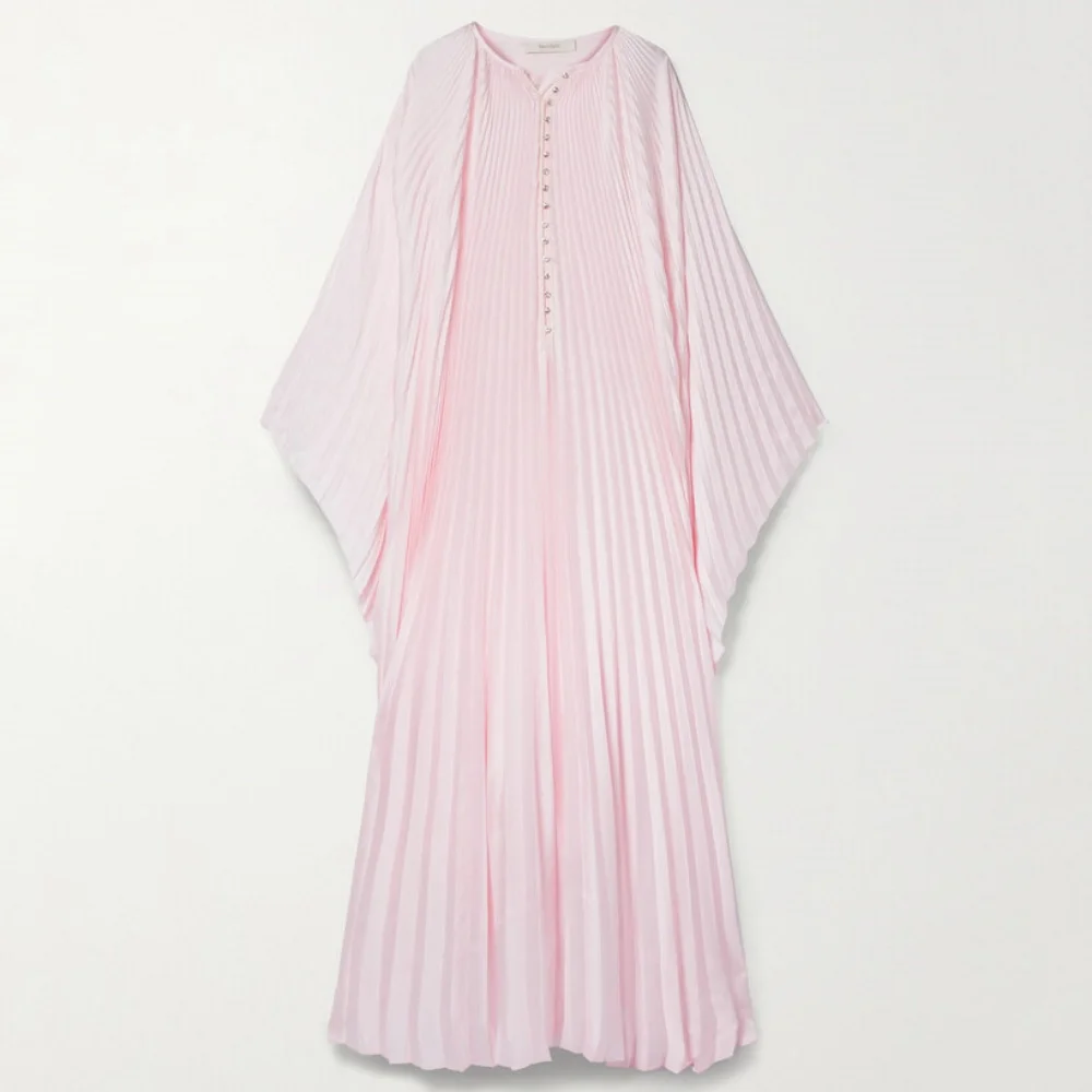 Light Pink Pleated Chiffon Maxi Dress - Image 3