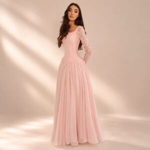 Pink Crystal Mermaid Prom Dress