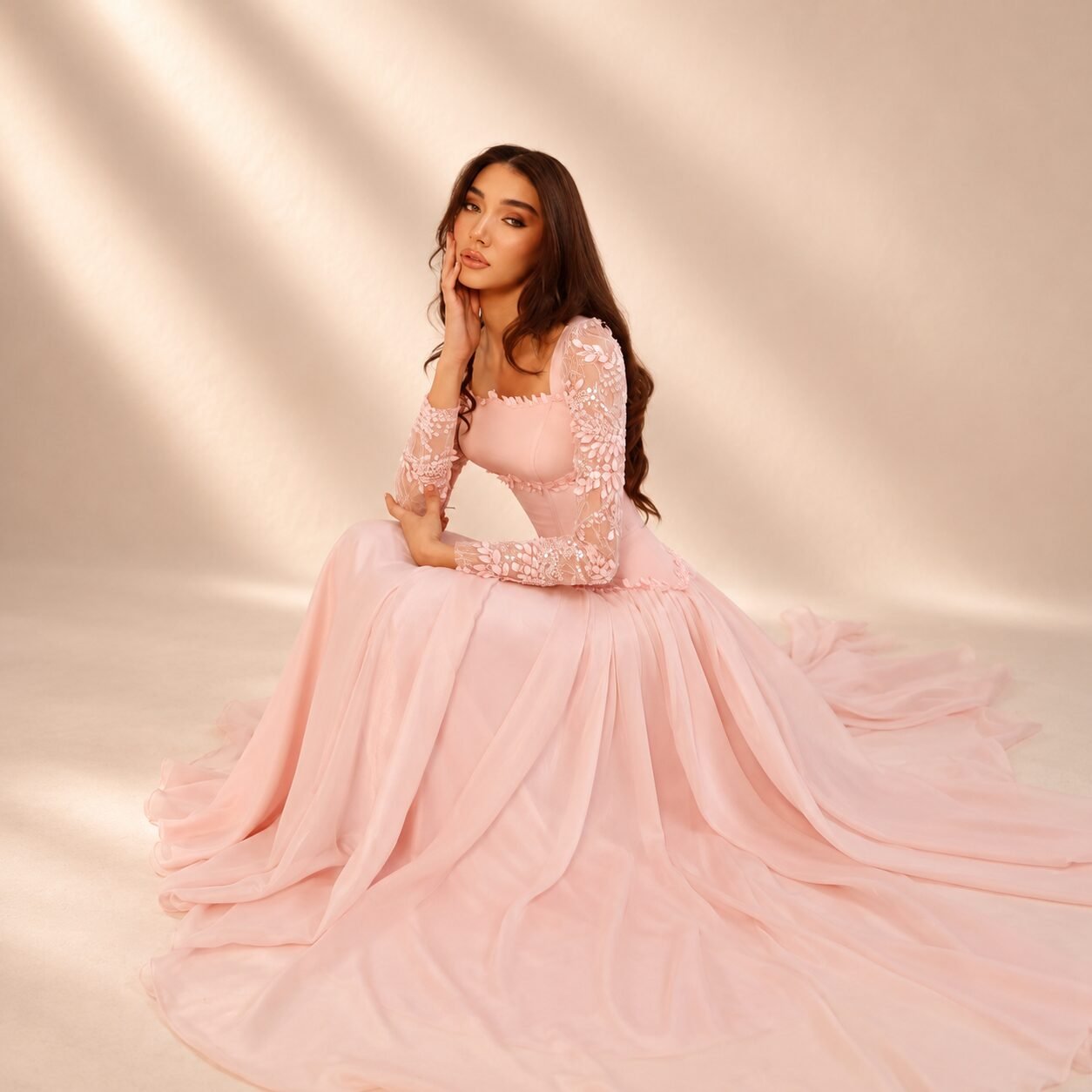 Pink Crystal Mermaid Prom Dress - Image 2