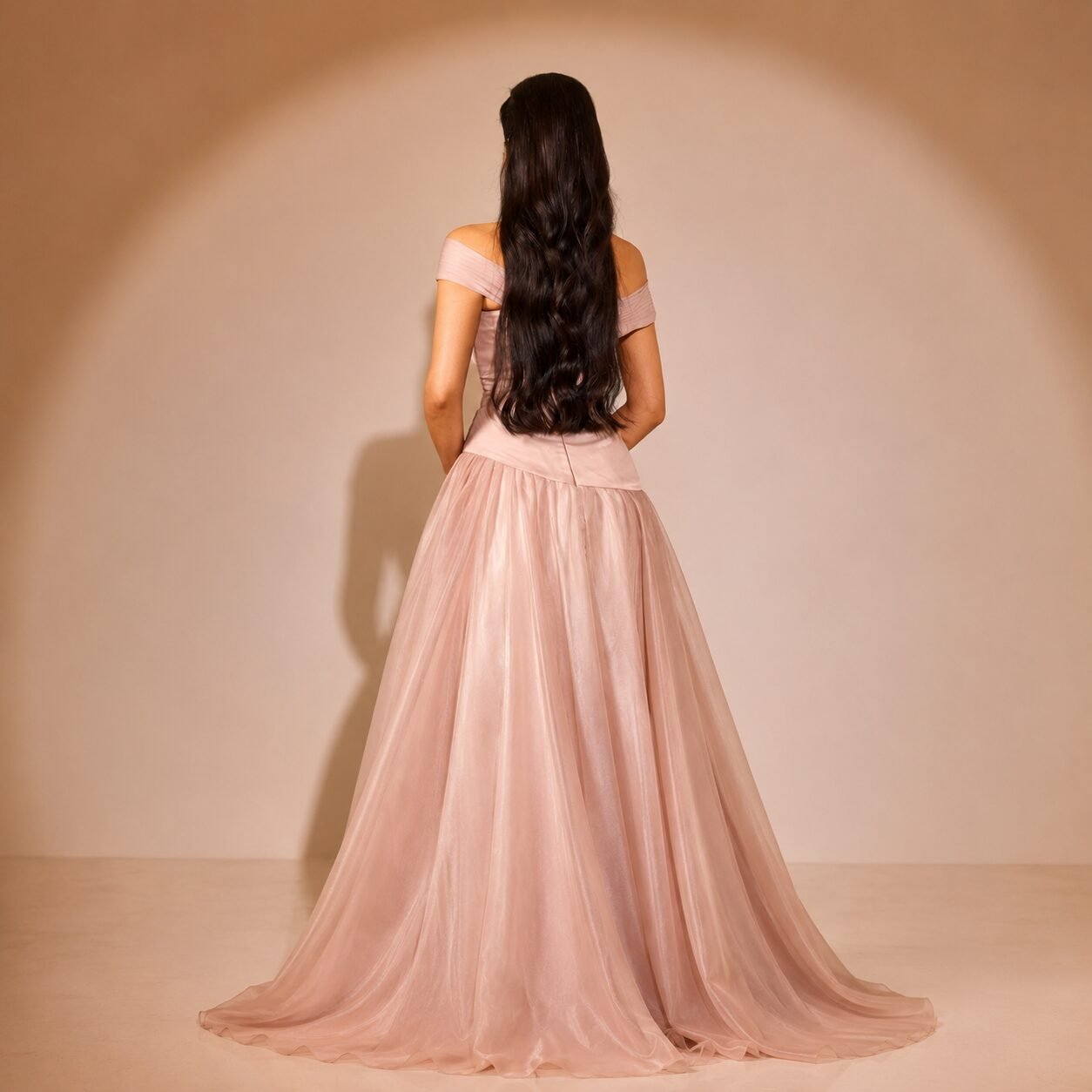 Pink Off-Shoulder Sequin Mermaid Evening Dress with Feather Bow