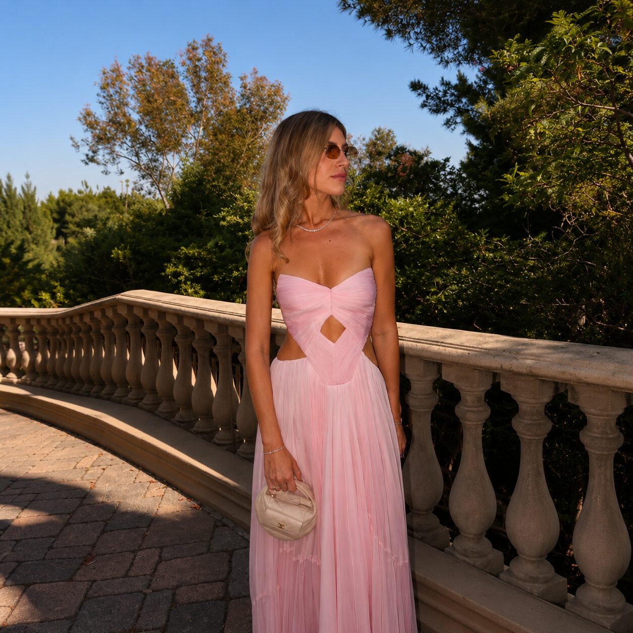 Pink Sweetheart Chiffon A-Line Evening Gown - Image 2