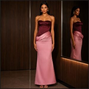 Two-Tone Satin Strapless Mermaid Homecoming Dress